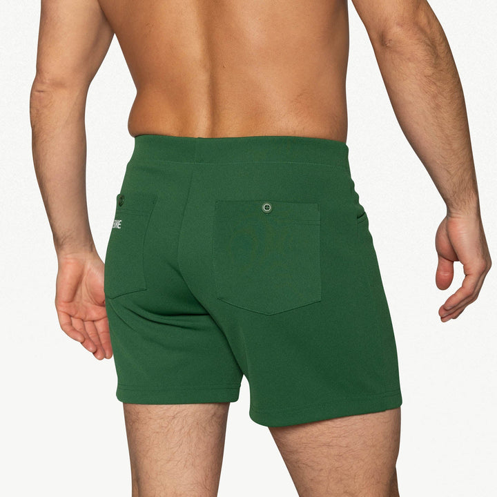BIKE Athletic Coaches Short 5 inch in green – snap-button retro athletic heritage short