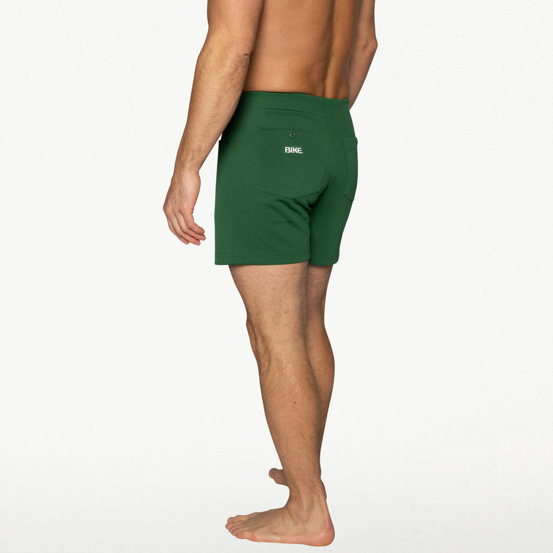BIKE Athletic Coaches Short 5 inch in green – snap-button retro athletic heritage short