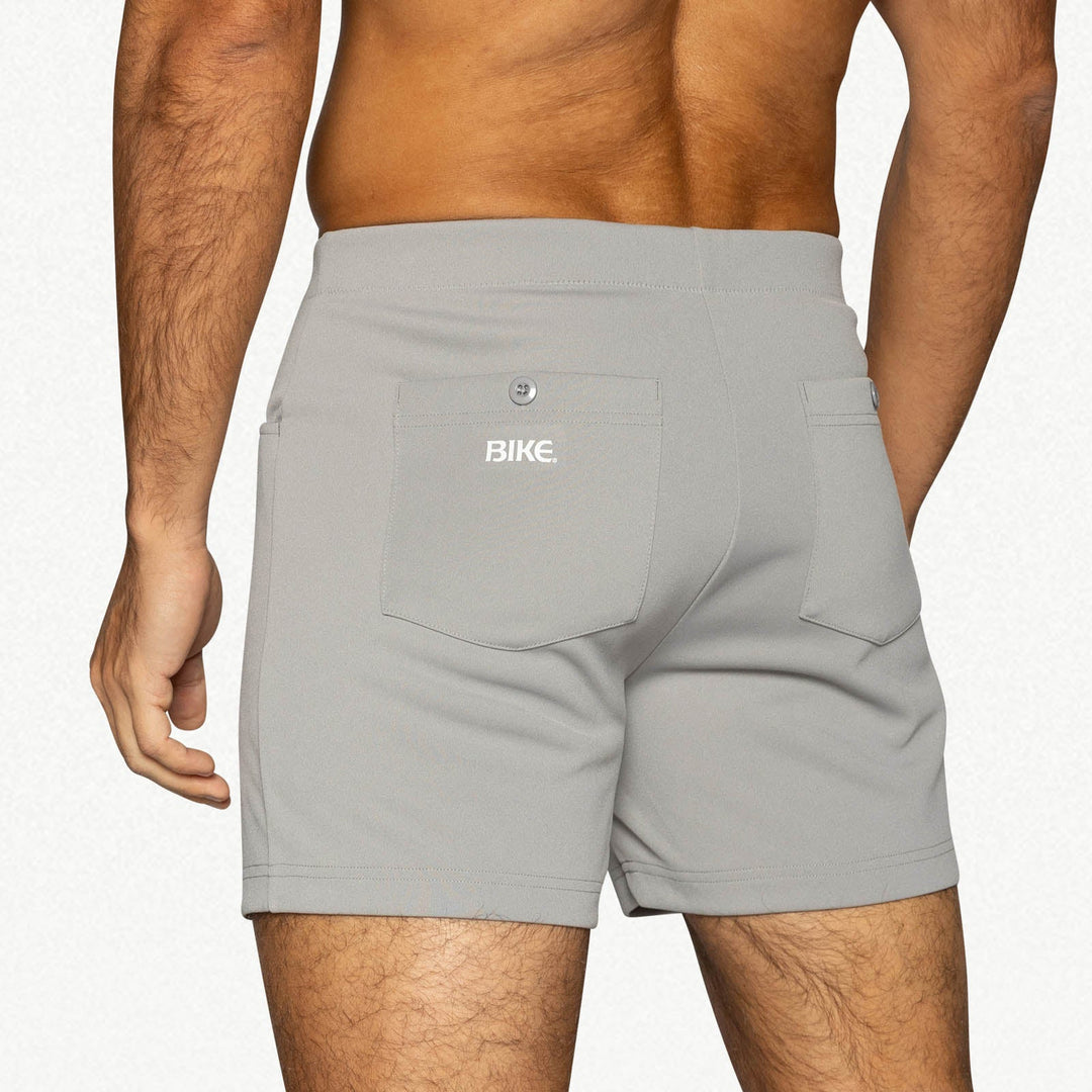 BIKE Athletic Coaches Short 5 inch in gray – snap-button retro athletic heritage short