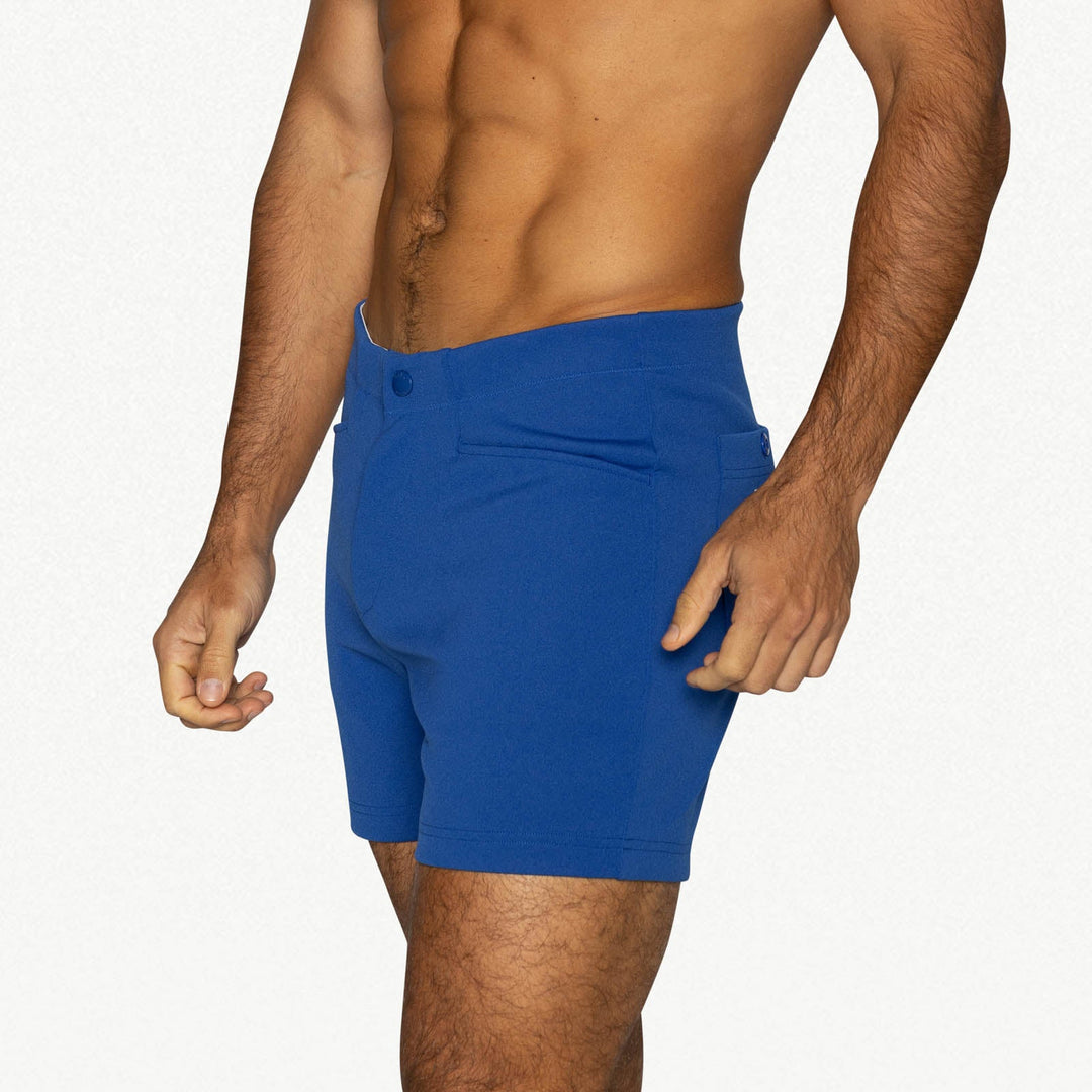BIKE Athletic Coaches Short 5 inch in royal blue – snap-button retro athletic heritage short