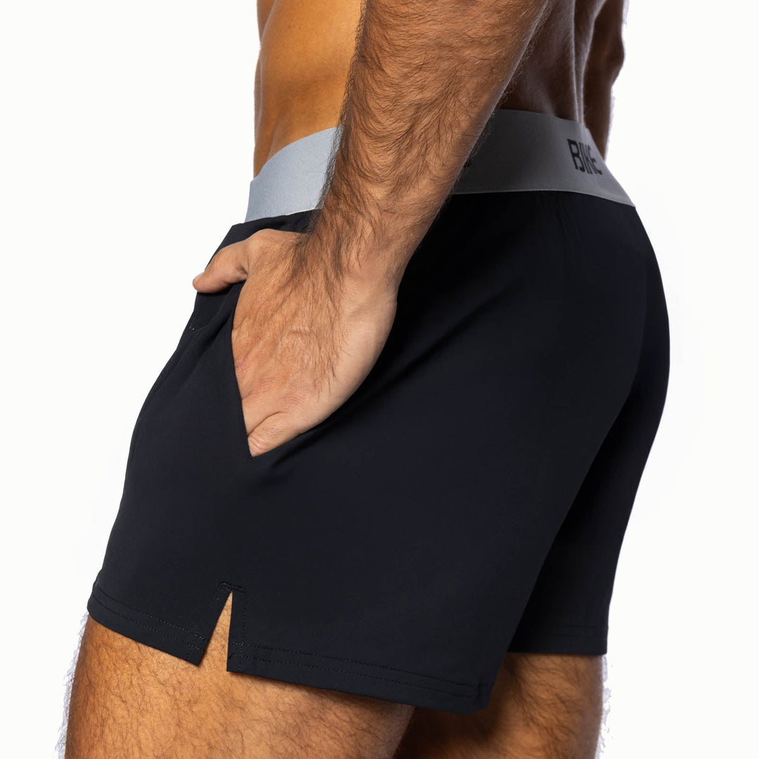 BIKE Athletic Jock Short in black – built-in jockstrap 4-way stretch performance short
