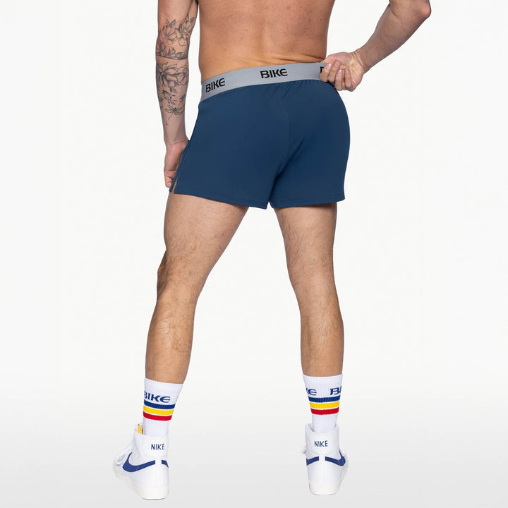 BIKE Athletic Jock Short in navy – built-in jockstrap 4-way stretch performance short