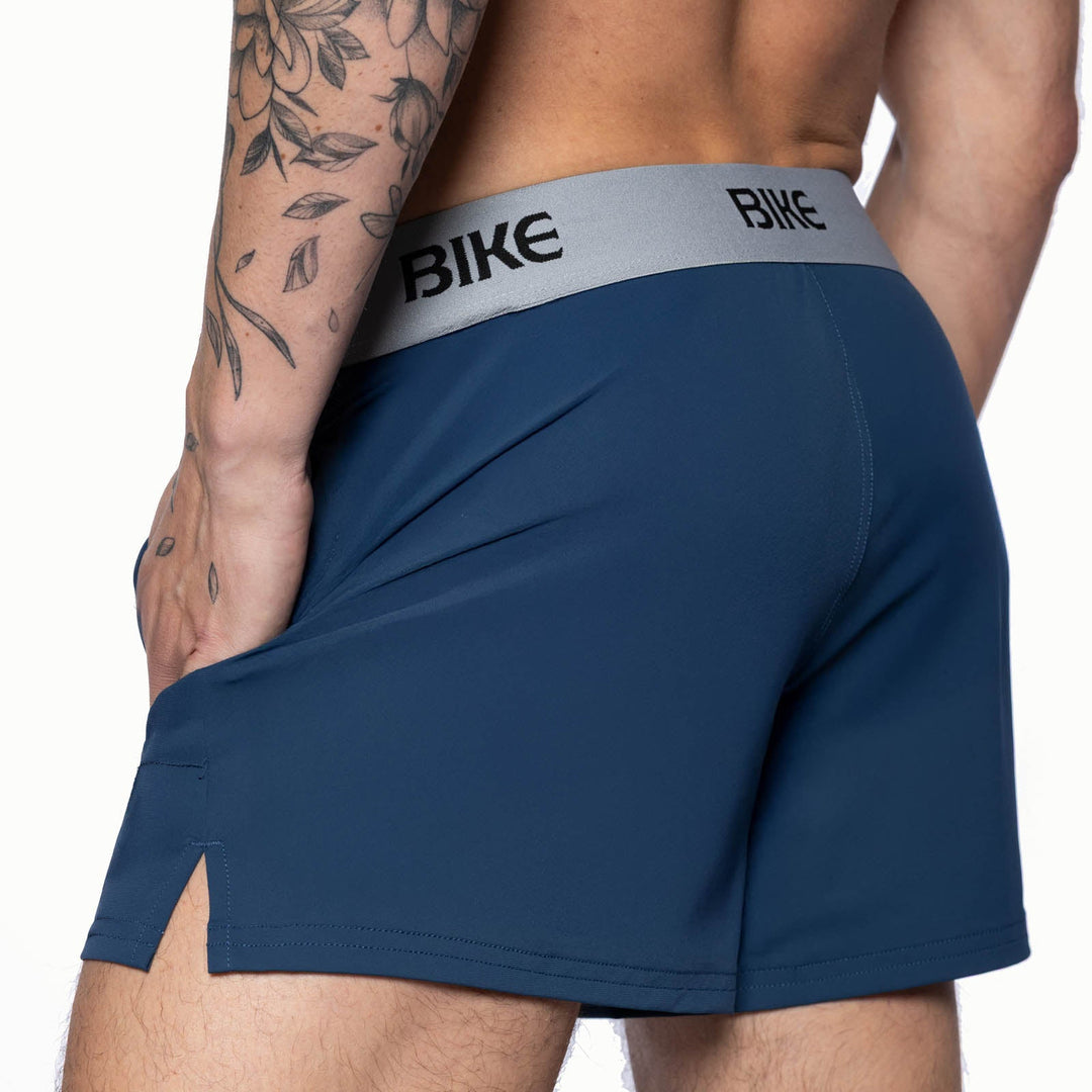 BIKE Athletic Jock Short in navy – built-in jockstrap 4-way stretch performance short