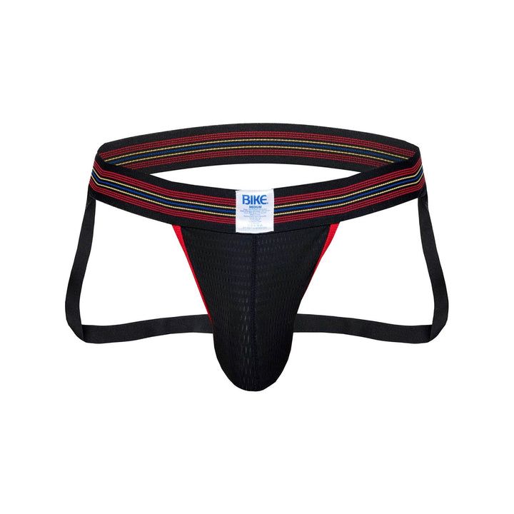 BIKE Athletic Mesh Jockstrap – Men’s Breathable Black Underwear with Signature Stripe Waistband