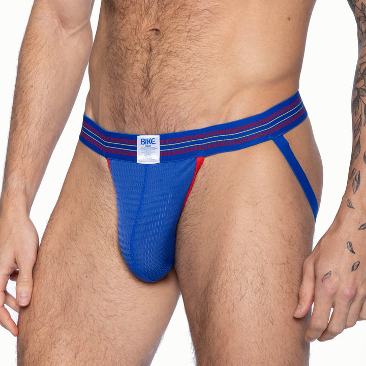 BIKE Athletic Mesh Jockstrap – Men's Breathable Performance Supporter in Royal Blue