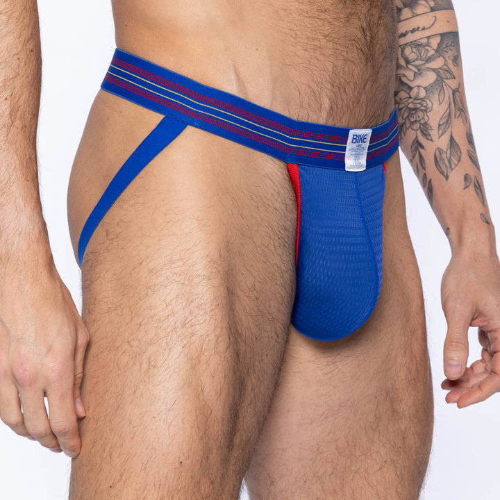 BIKE Athletic Mesh Jockstrap – Men's Breathable Performance Supporter in Royal Blue