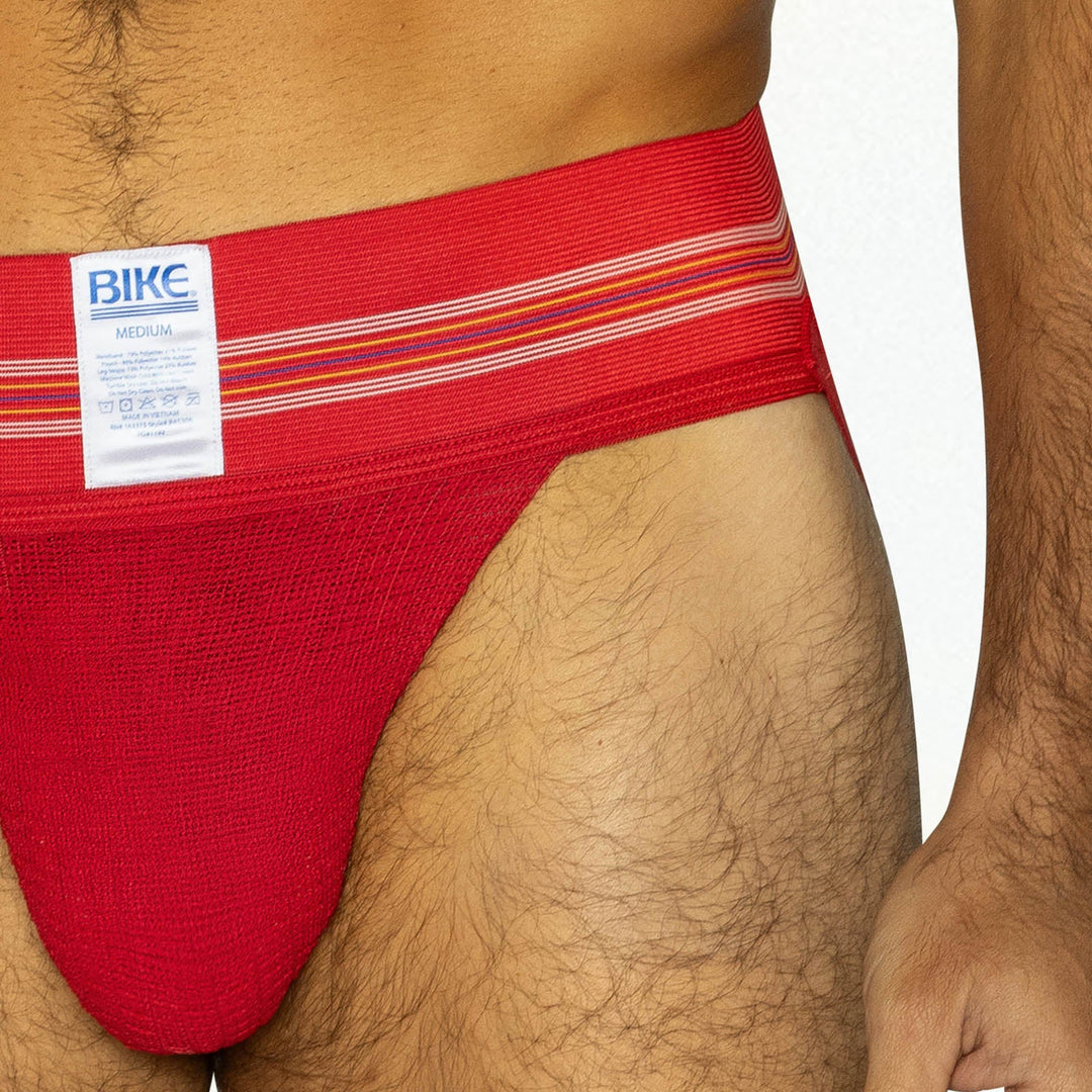 BIKE Athletic Original #10 Jockstrap – Men's Retro 3” Waistband Athletic Supporter in Red