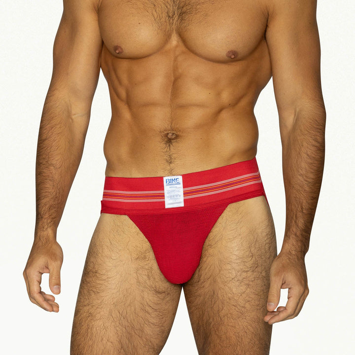 BIKE Athletic Original #10 Jockstrap – Men's Retro 3” Waistband Athletic Supporter in Red