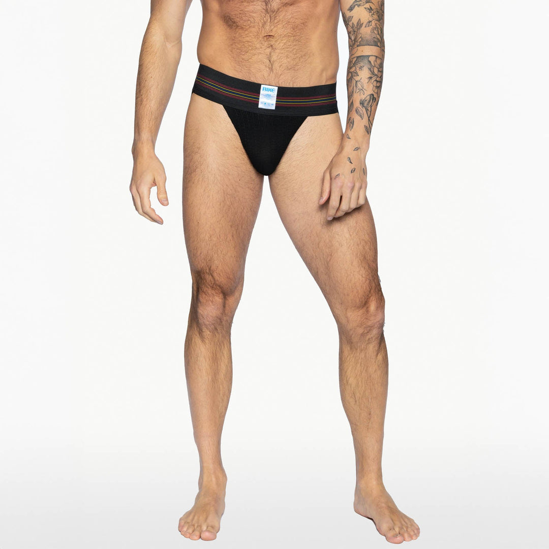 BIKE Athletic Original #10 Jockstrap – Men's Retro Performance Supporter with 3" Waistband in Black