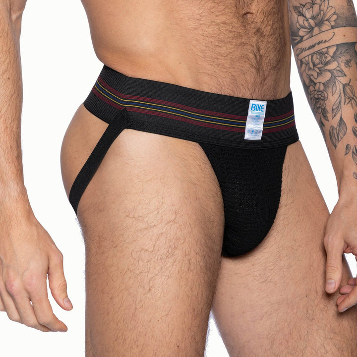 BIKE Athletic Original #10 Jockstrap – Men's Retro Performance Supporter with 3" Waistband in Black