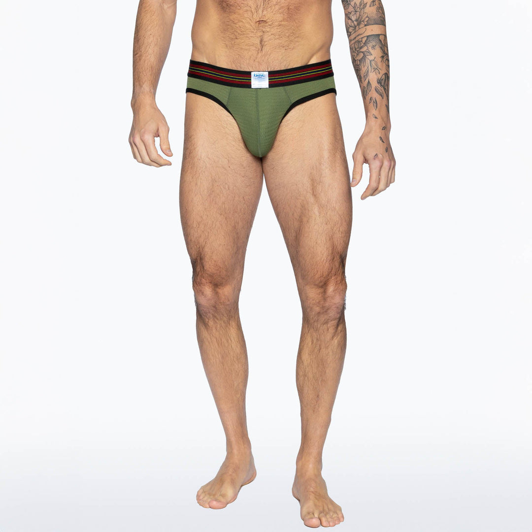 BIKE Athletic Mesh Brief – Men's Lightweight Breathable Performance Underwear in Olive Green