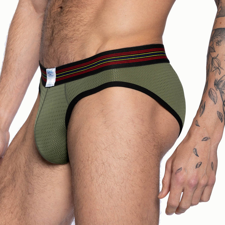 BIKE Athletic Mesh Brief – Men's Lightweight Breathable Performance Underwear in Olive Green
