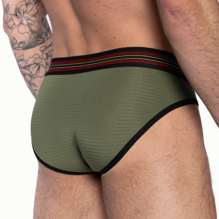 BIKE Athletic Mesh Brief – Men's Lightweight Breathable Performance Underwear in Olive Green