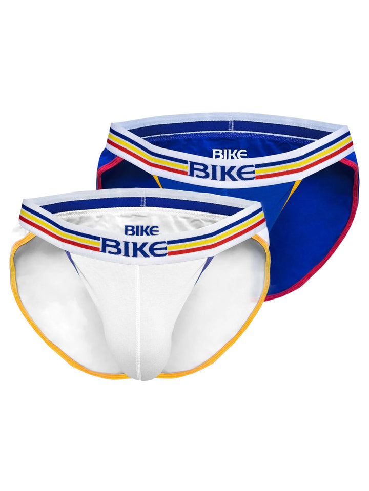 Bike Athletic Jock Brief 2-Pack (White/Royal Blue) - Cotton/Spandex