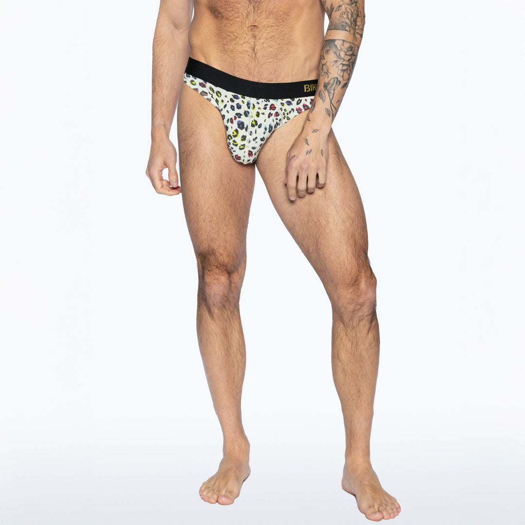 BIKE Athletic Active Thong – Men’s Animal Print Modal Jersey Underwear with Enhanced Contoured Pouch