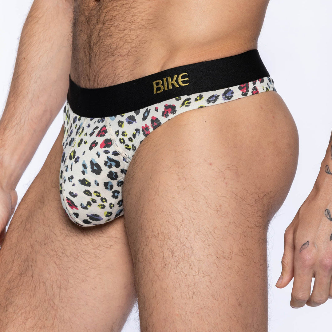 BIKE Athletic Active Thong – Men’s Animal Print Modal Jersey Underwear with Enhanced Contoured Pouch