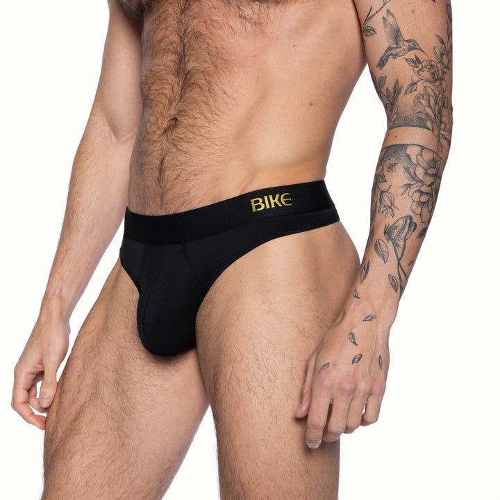 BIKE Athletic Active Thong – Men’s Black Modal Jersey Performance Thong with Contoured Pouch