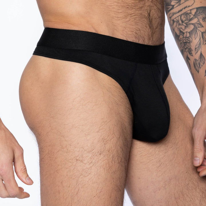 BIKE Athletic Active Thong – Men’s Black Modal Jersey Performance Thong with Contoured Pouch