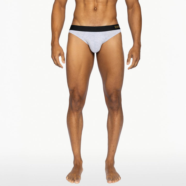 BIKE Athletic Active Thong – Ultra-Soft Modal Men's Underwear with Contoured Pouch in Light Gray
