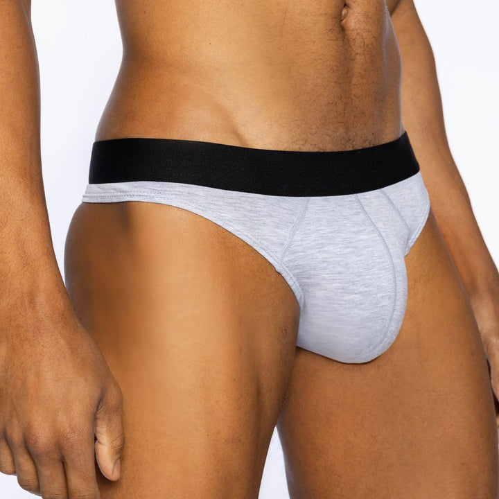 BIKE Athletic Active Thong – Ultra-Soft Modal Men's Underwear with Contoured Pouch in Light Gray