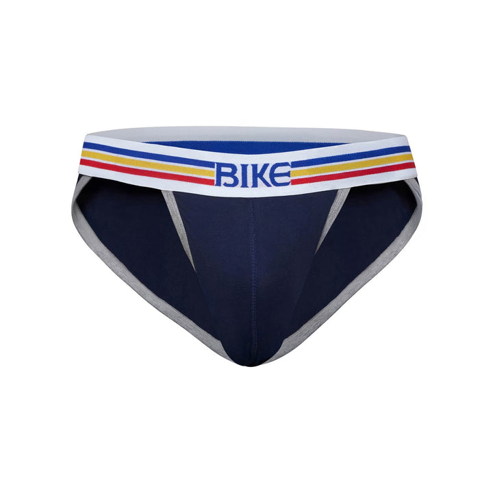 BIKE Athletic Stretch Cotton Jock Brief – Men's Improved Fit Contoured Pouch Underwear in Navy