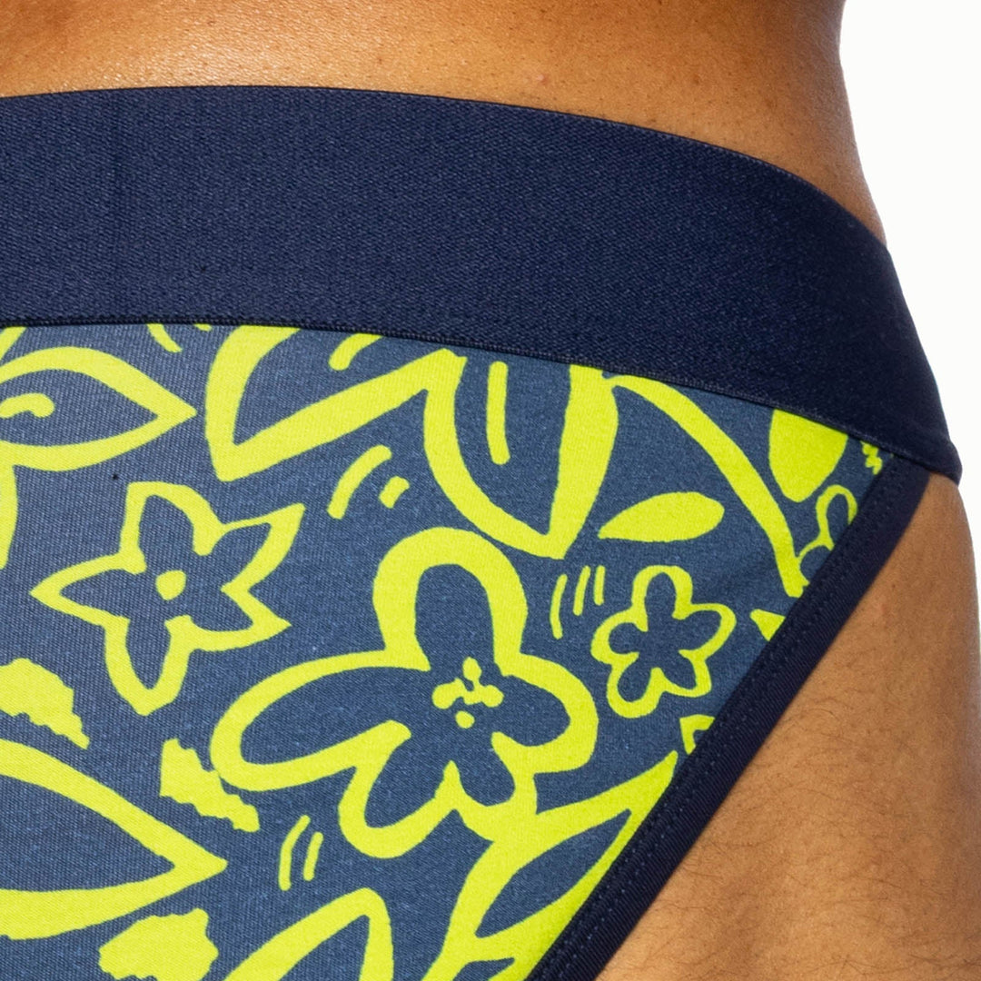 BIKE Athletic Stretch Cotton Jock Brief – Men’s "Flower Party" Print Support Briefs with Contoured Pouch