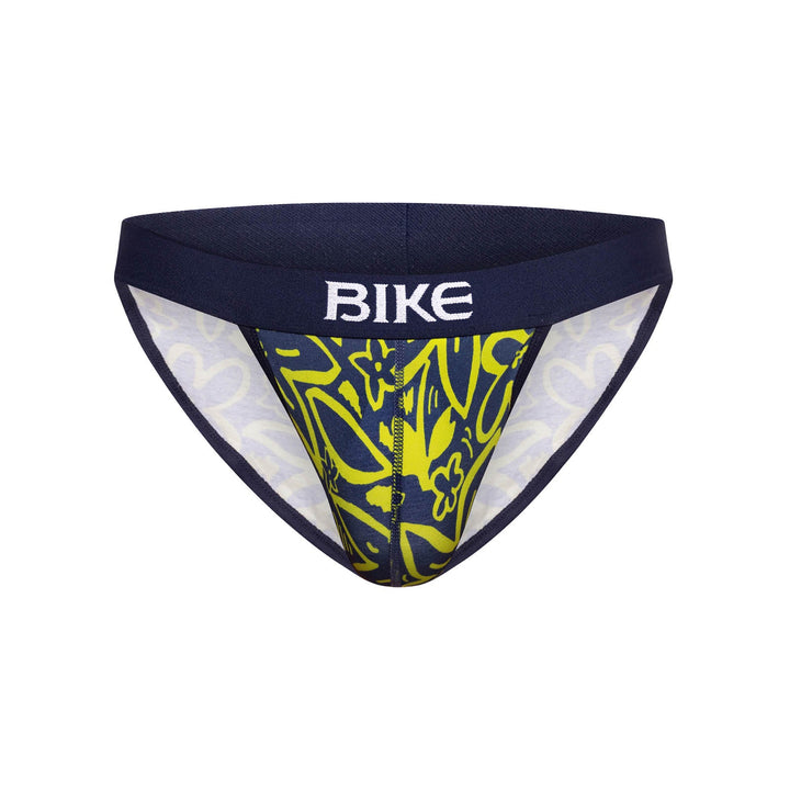BIKE Athletic Stretch Cotton Jock Brief – Men’s "Flower Party" Print Support Briefs with Contoured Pouch