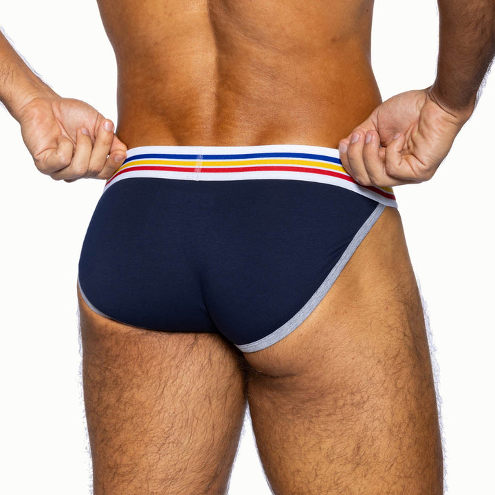 BIKE Athletic Stretch Cotton Jock Brief – Men's Improved Fit Contoured Pouch Underwear in Navy