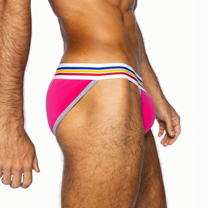 BIKE Athletic Stretch Cotton Jock Brief – Men’s Hot Pink Supportive Underwear with Contoured Pouch