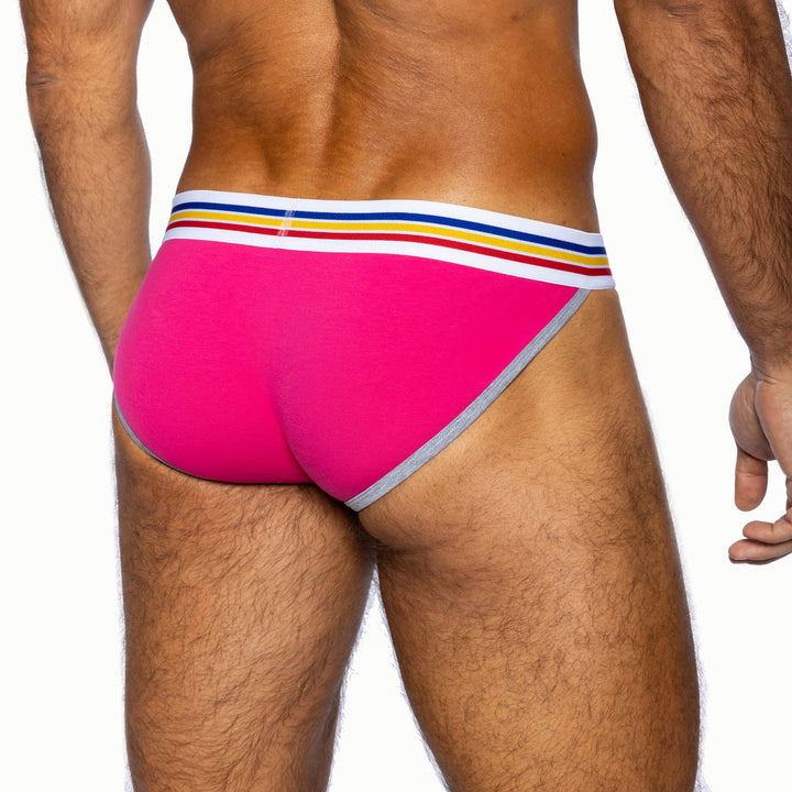 BIKE Athletic Stretch Cotton Jock Brief – Men’s Hot Pink Supportive Underwear with Contoured Pouch