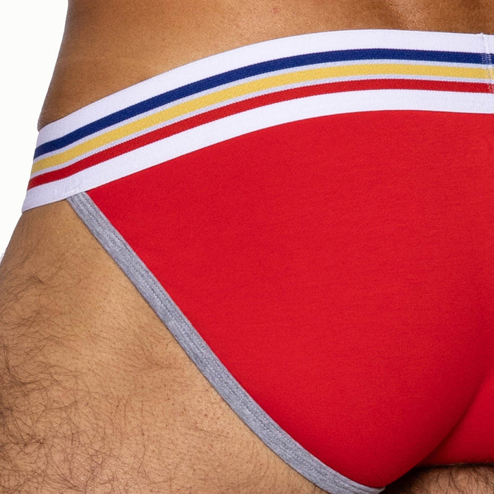 BIKE Athletic Stretch Cotton Jock Brief – Men’s Redesigned Support Brief in Samba Red