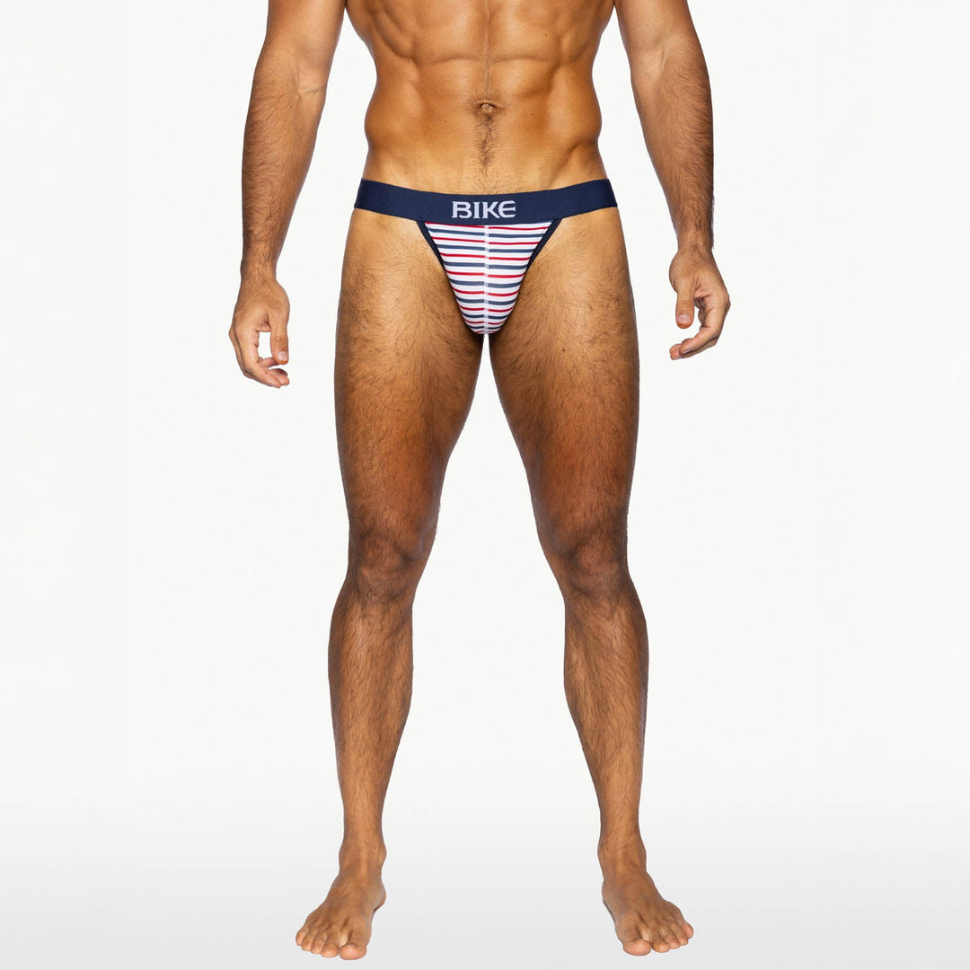 BIKE Athletic Stretch Cotton Jock Brief – Men’s New & Improved Performance Underwear in Sailor Stripe