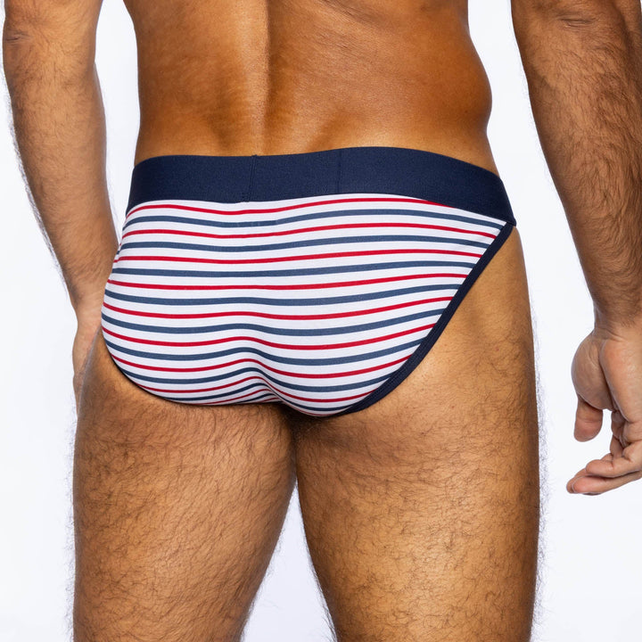 BIKE Athletic Stretch Cotton Jock Brief – Men’s New & Improved Performance Underwear in Sailor Stripe
