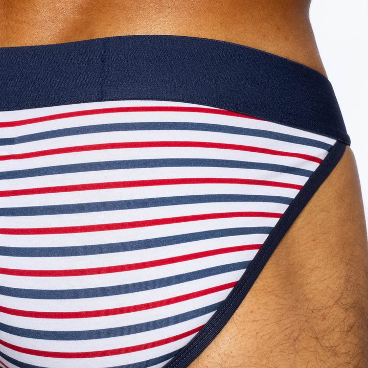 BIKE Athletic Stretch Cotton Jock Brief – Men’s New & Improved Performance Underwear in Sailor Stripe