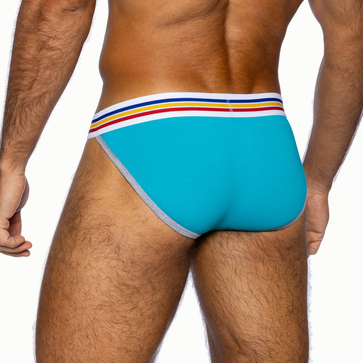 BIKE Athletic Stretch Cotton Jock Brief – Men's Supportive Contoured Pouch Underwear in Teal