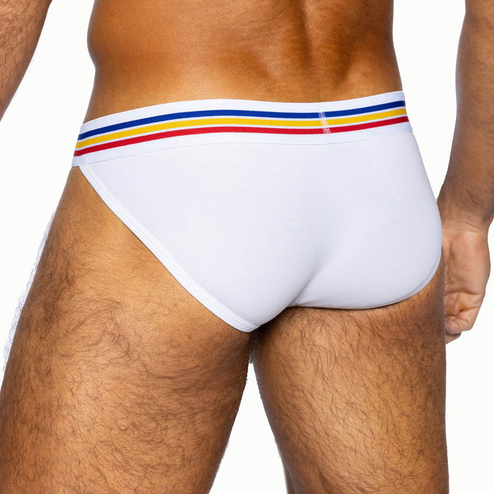 BIKE Athletic Stretch Cotton Jock Brief – Men’s Improved Fit Contoured Pouch Underwear in Classic White