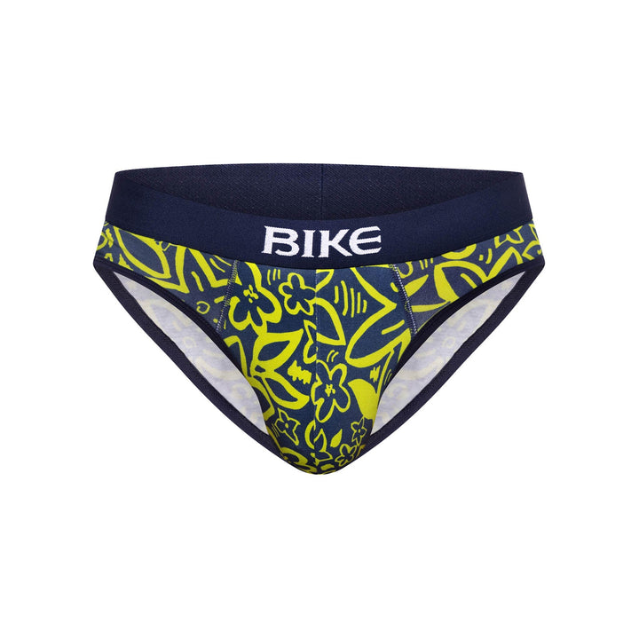 BIKE® Athletic Stretch Cotton Brief – Men’s High-Cut Performance Underwear (Flower Party)