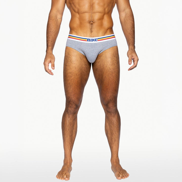BIKE Athletic Stretch Cotton Brief - Men’s Classic Breathable Support Brief in Gray