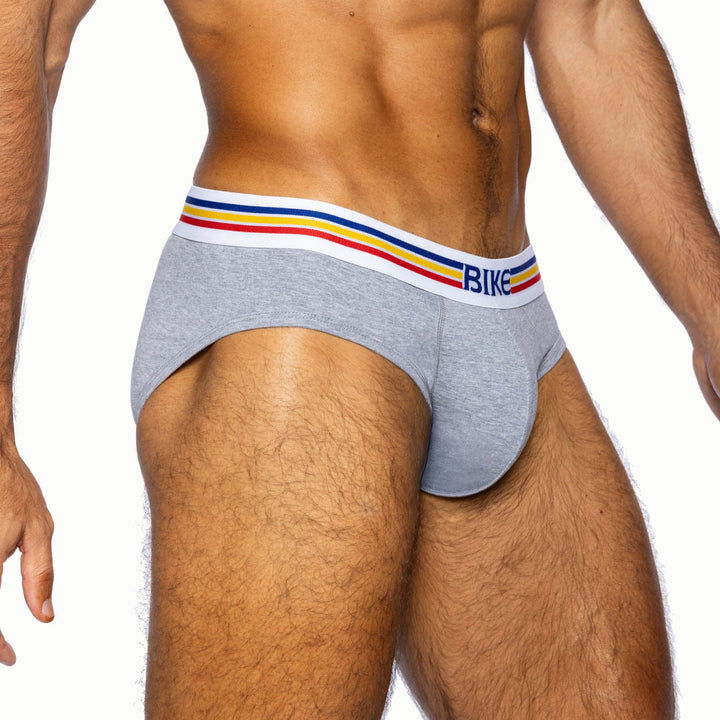 BIKE Athletic Stretch Cotton Brief - Men’s Classic Breathable Support Brief in Gray
