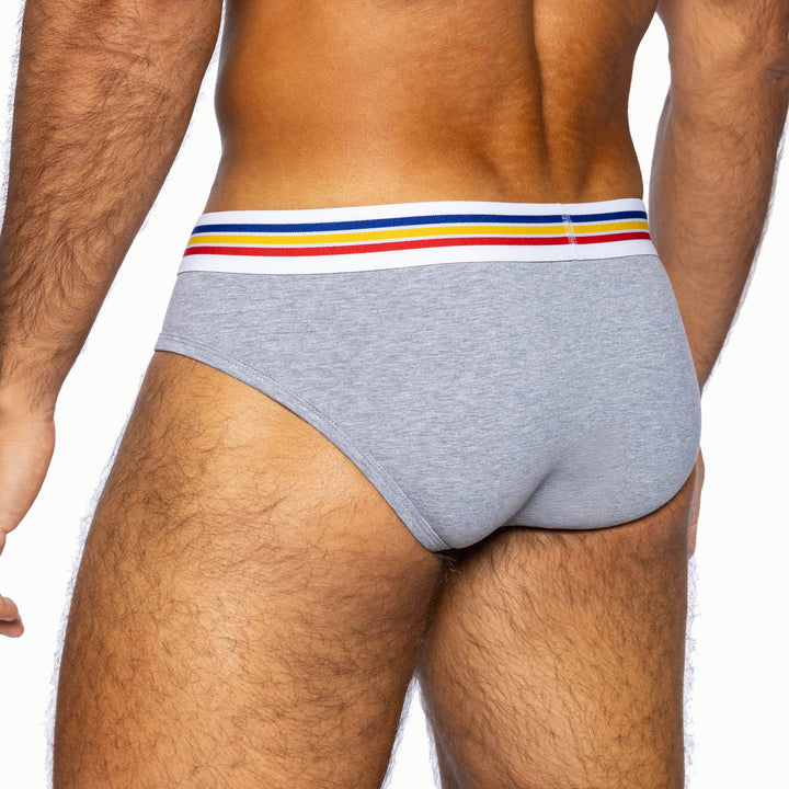 BIKE Athletic Stretch Cotton Brief - Men’s Classic Breathable Support Brief in Gray