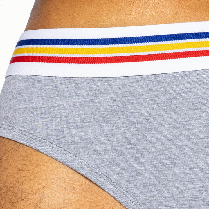 BIKE Athletic Stretch Cotton Brief - Men’s Classic Breathable Support Brief in Gray