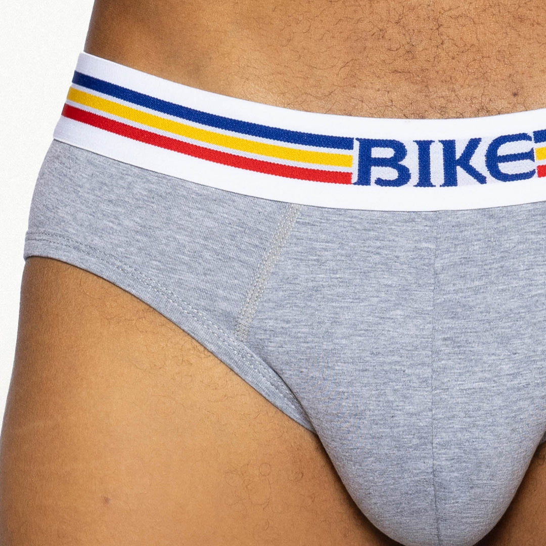 BIKE Athletic Stretch Cotton Brief - Men’s Classic Breathable Support Brief in Gray