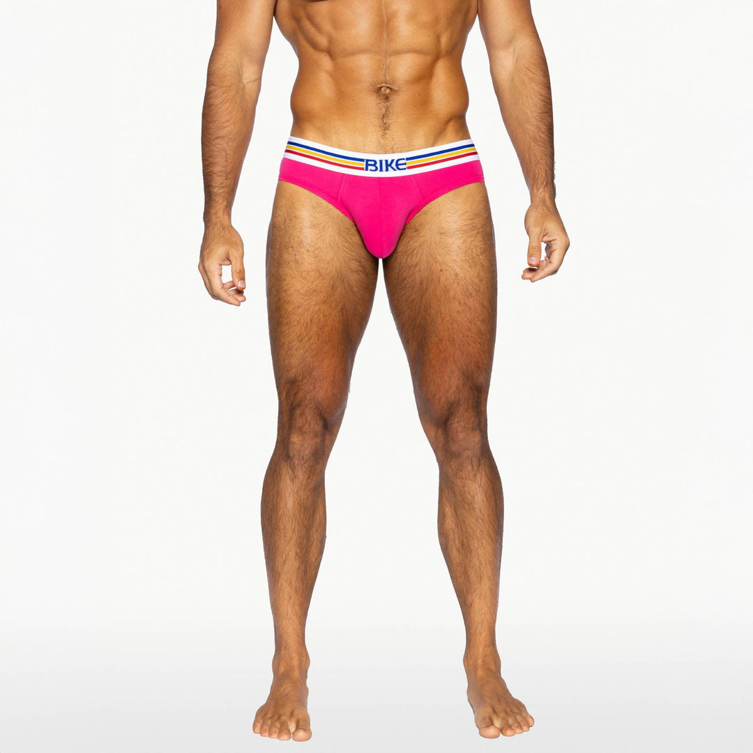 BIKE Athletic Stretch Cotton Brief – Men’s Hot Pink Underwear with Contoured Pouch & Logo Waistband