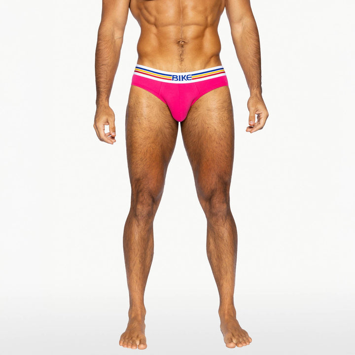 BIKE Athletic Stretch Cotton Brief – Men’s Hot Pink Underwear with Contoured Pouch & Logo Waistband