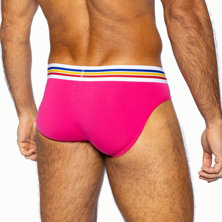 BIKE Athletic Stretch Cotton Brief – Men’s Hot Pink Underwear with Contoured Pouch & Logo Waistband