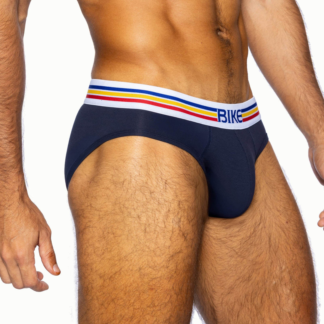 BIKE Athletic Stretch Cotton Brief – Men’s High-Cut Performance Underwear in Navy