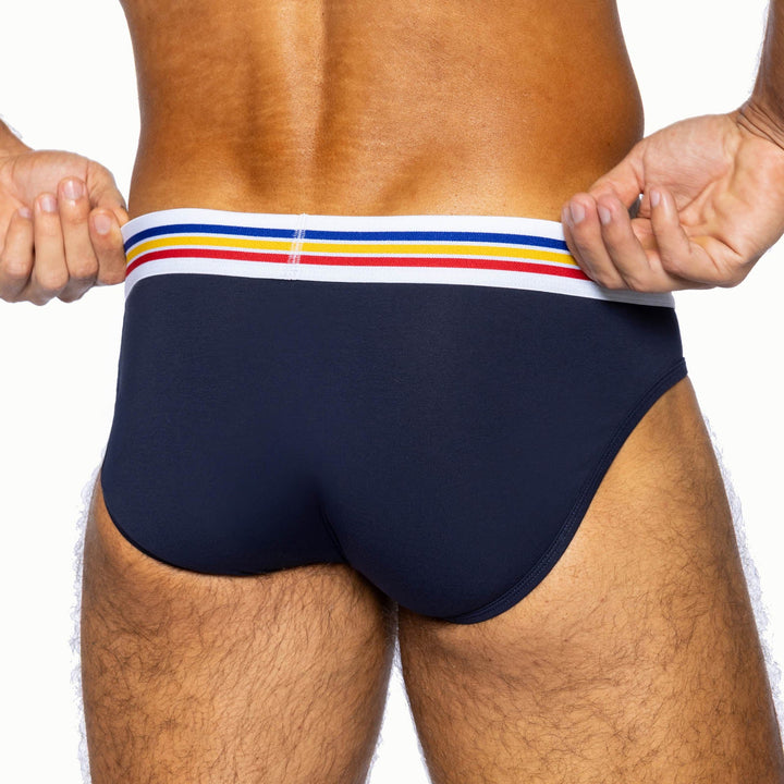 BIKE Athletic Stretch Cotton Brief – Men’s High-Cut Performance Underwear in Navy
