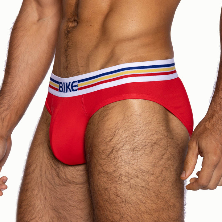 BIKE Athletic Stretch Cotton Brief – Men’s High-Cut Performance Underwear in Samba Red