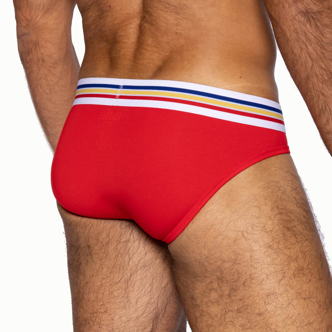 BIKE Athletic Stretch Cotton Brief – Men’s High-Cut Performance Underwear in Samba Red