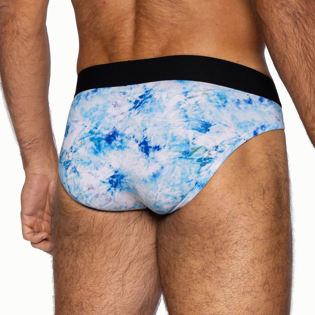BIKE Athletic Stretch Cotton Brief – Men’s Breathable Athletic Fit Underwear in Indigo Tie Dye